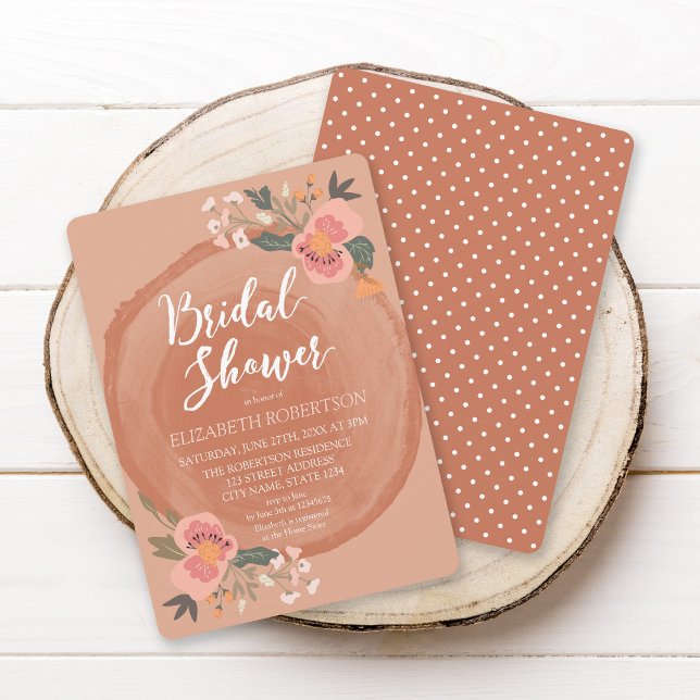 Invitation Mariage Rustique Floral Marron (Créateur téléchargé)