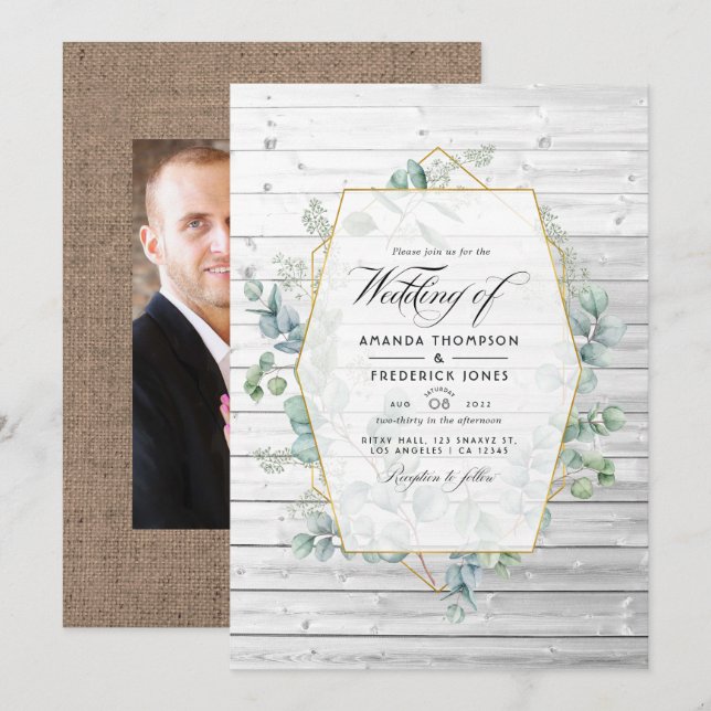 Invitation Mariage rustique géométrique de grange de campagne (Devant / Derrière)