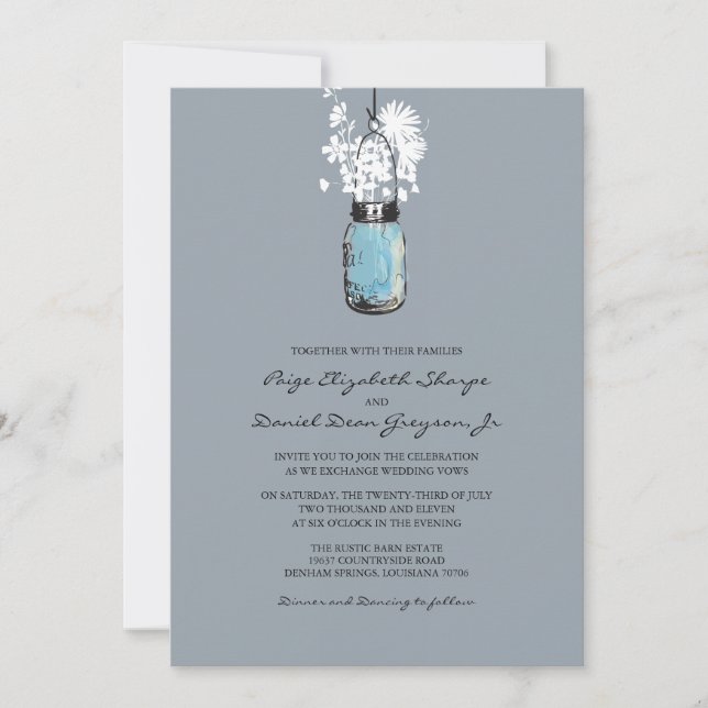 Invitation Mariage rustique Hanging Mason Jar (Devant)
