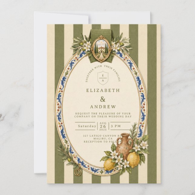 Invitation Mariage rustique italien (Devant)