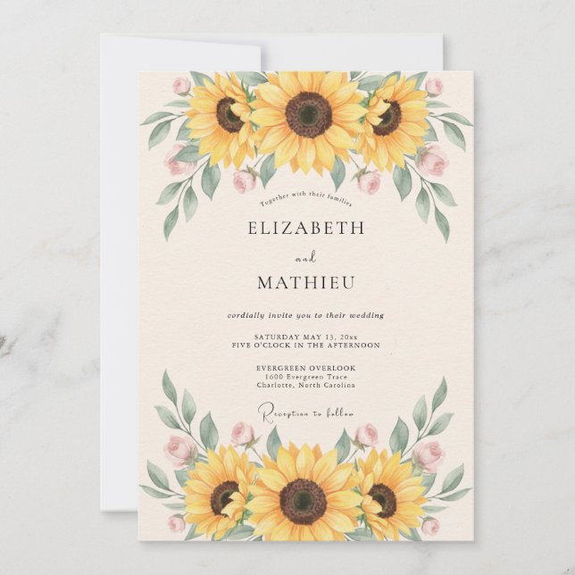 Invitation Mariage Rustique Jaune Vibrant (Devant)
