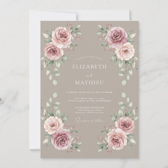 Invitation Mariage Rustique Mauve Mélancolique (Devant)