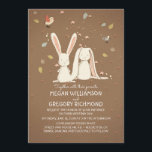 Invitation Mariage rustique mignon de région boisée de lapins<br><div class="desc">Lapins doux - invitations rustiques de mariage de région boisée de couples de lapin.</div>