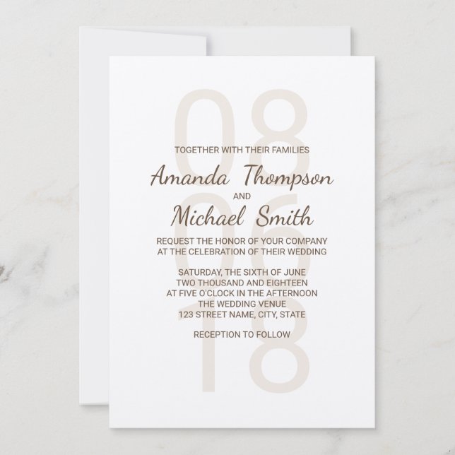 Invitation Mariage rustique moderne (Devant)