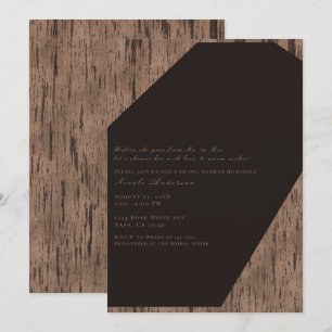 Invitation Mariage Rustique Moderne au Chocolat et Bois de Ro