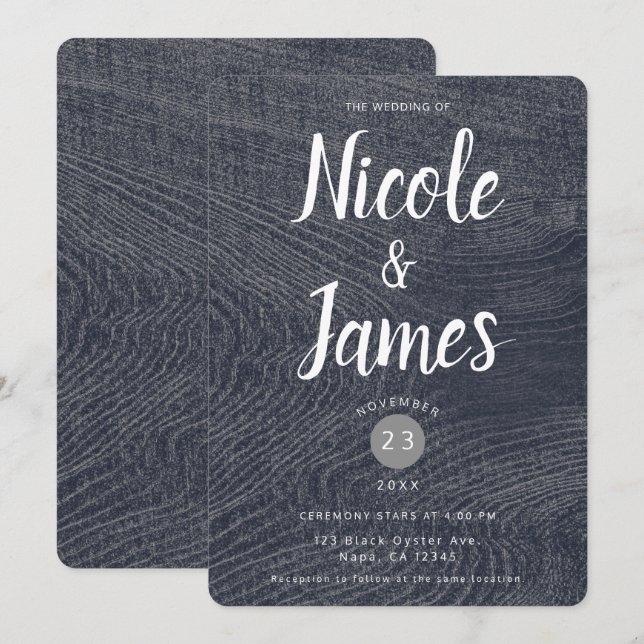 Invitation Mariage rustique moderne de grange avec grain de b (Devant / Derrière)