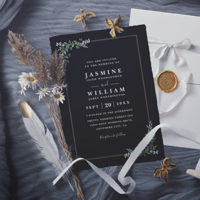 Invitation Mariage rustique moderne élégant eucalyptus verdur (Créateur téléchargé)