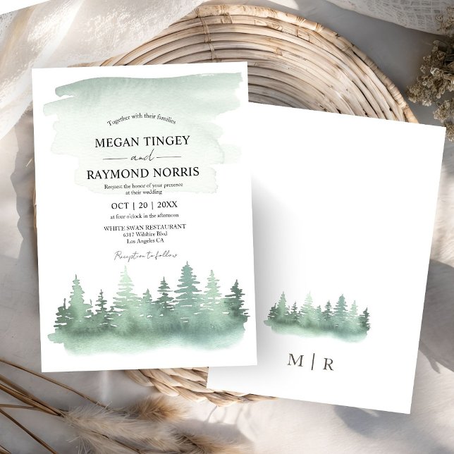 Invitation Mariage Rustique Montagne Pin  (Créateur téléchargé)