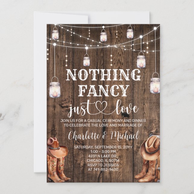 Invitation Mariage Rustique Occidental Rien de fantaisiste ju (Devant)