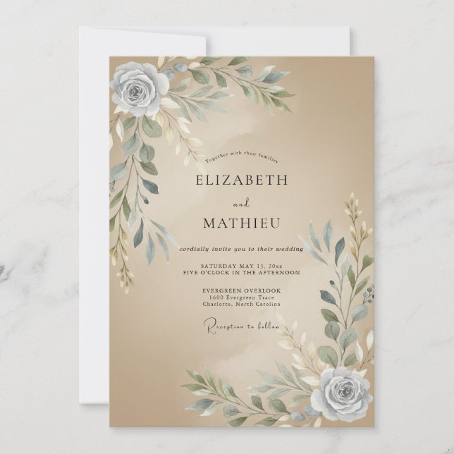 Invitation Mariage Rustique Organique de Sable (Devant)