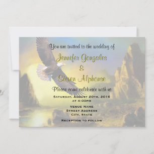 Invitation Mariage rustique panoramique Aigle américain Patri