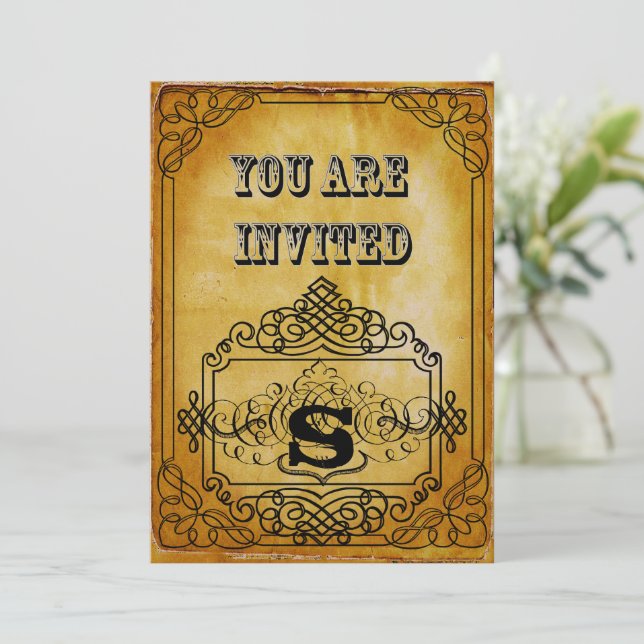 Invitation Mariage rustique papier Kraft Brown (Debout devant)