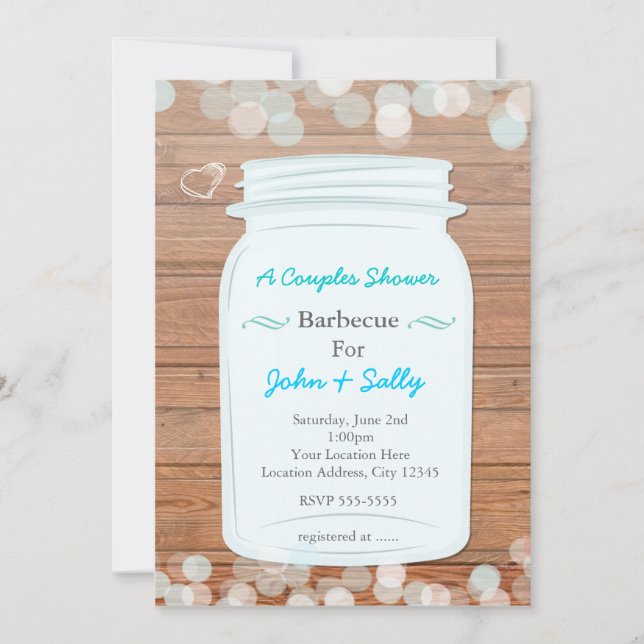 Invitation Mariage Rustique Pot Mason Fête de Fiançailles Cou (Devant)