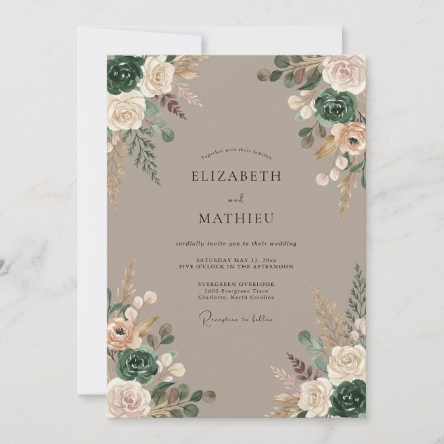 Invitation Mariage Rustique Romantique Fleur de Sauge (Devant)