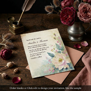 Invitation Mariage rustique rose vierge