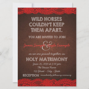 Invitation Mariage rustique rouge et marron