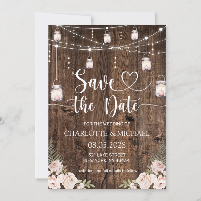 Invitation Mariage Rustique Save the Date (Devant)