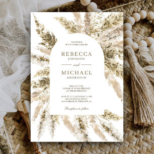 Invitation Mariage Rustique Séché Bohème Arche d'Herbe de Pam