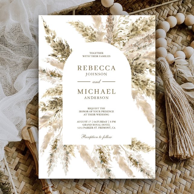 Invitation Mariage Rustique Séché Bohème Arche d'Herbe de Pam (Créateur téléchargé)