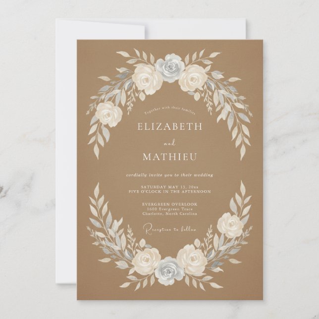 Invitation Mariage rustique serein en grès (Devant)