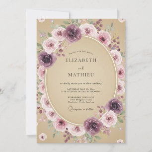 Invitation Mariage rustique serein mauve