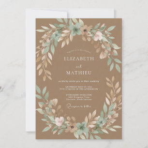 Invitation Mariage Rustique Sérénité Brun Chameau