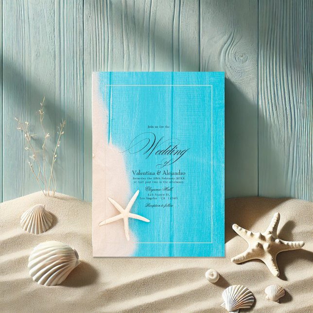 Invitation Mariage rustique Starfish et Ocean Vibes Beach (Rustic Starfish and Ocean Vibes Beach Wedding Invitation)