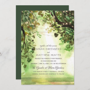Invitation Mariage rustique sur le chemin des arbres de la fo