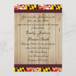 Invitation Mariage rustique sur mesure Maryland drapeau invit
