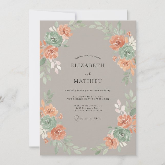 Invitation Mariage rustique taupe poli (Devant)