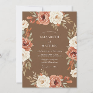Invitation Mariage Rustique Terracotta Fleurie