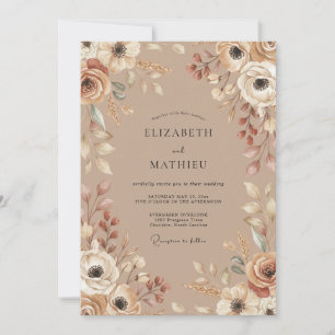 Invitation Mariage rustique terreux chamois