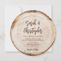 Mariage rustique unique Script Wood Cut Grain