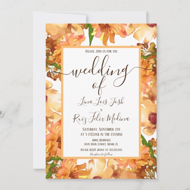 Invitation Mariage rustique verdoyant d'automne  (Devant)