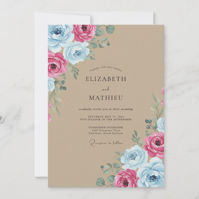 Invitation Mariage rustique vibrant beige (Devant)