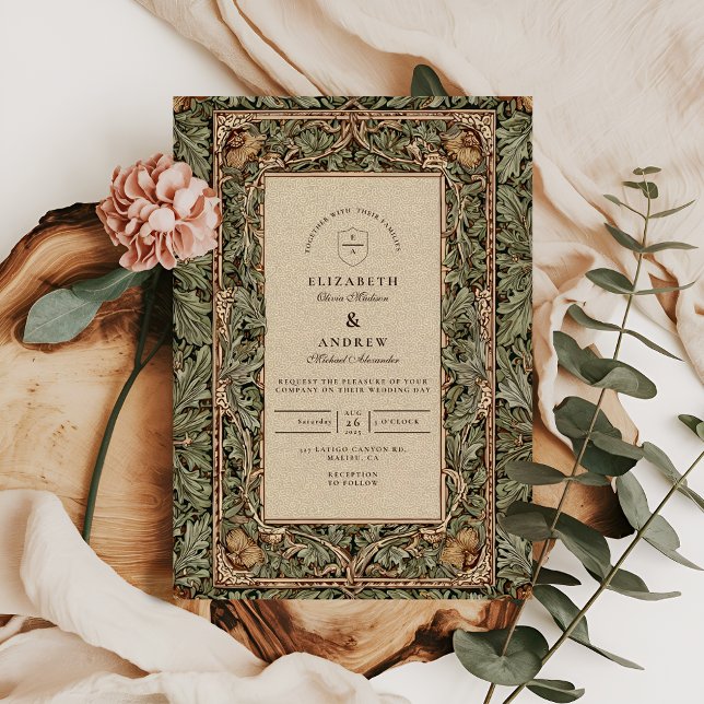 Invitation Mariage rustique Vintage Acorn (Créateur téléchargé)