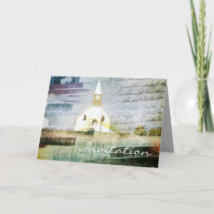Invitation mariage rustique vintage de chapelle de pays