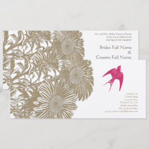 Invitation Mariage Rustique Vintage Floral Oiseaux de l'Amour