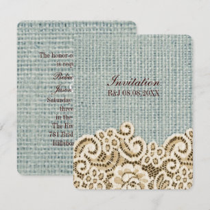 Invitation mariage rustique western campagne beige dentelle t