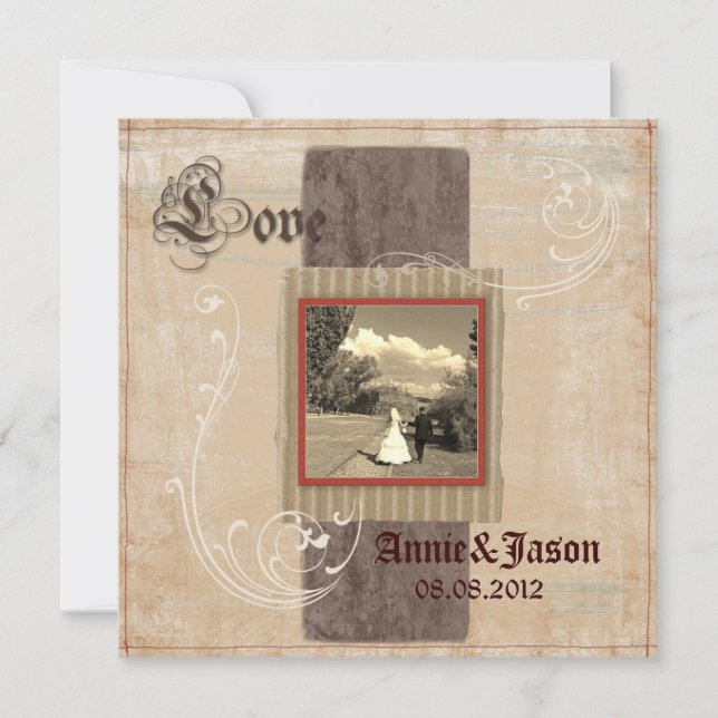 Invitation mariage rustique western country steampunk (Devant)