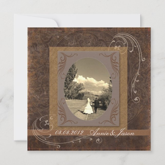 Invitation mariage rustique western country steampunk (Devant)