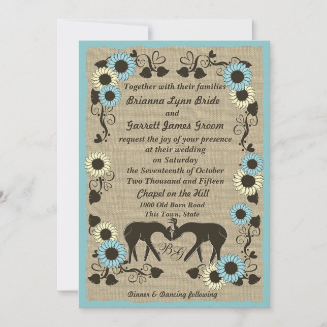 Invitation Mariage rustique Woodland Deer (Devant)