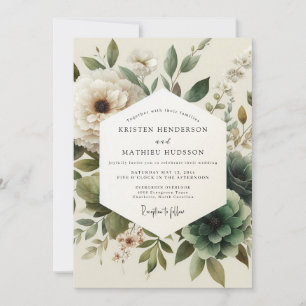 Invitation Mariage Sage Antique Bloom