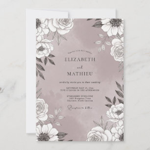 Invitation Mariage sage au plum éteint