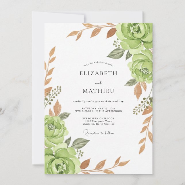Invitation Mariage Sage Bloom (Devant)