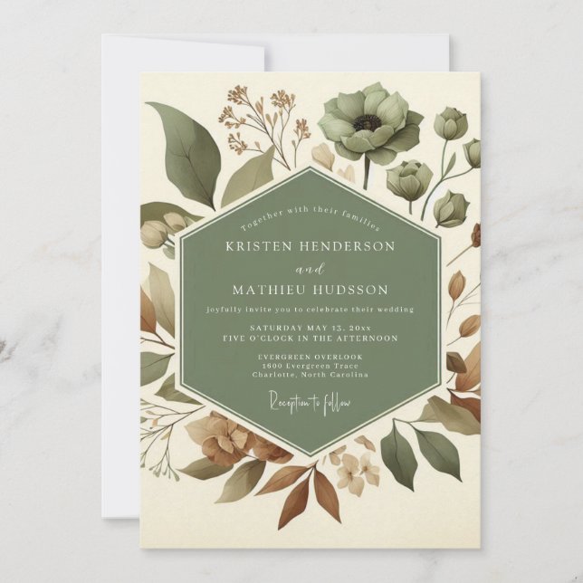 Invitation Mariage Sage Earthen Bloom (Devant)