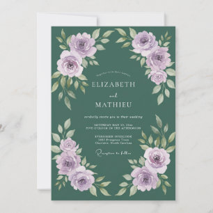 Invitation Mariage Sage Feuille Peinte Lilas