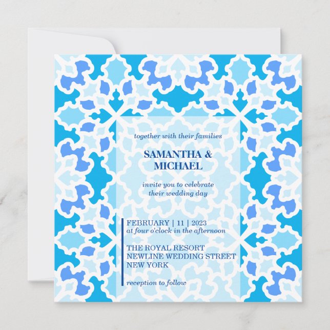 Invitation Mariage sans couture bleu marine (Devant)