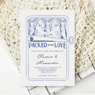 Invitation Mariage Sardines Dessinées à la Main Pleines d'Amo