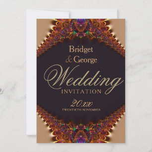Invitation Mariage Satin Doré + Dentelle Vintage